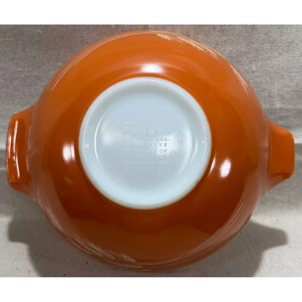 Vintage Pyrex Autumn Harvest Orange Wheat Cinderella Mixing Bowl 2.5 Qt 443